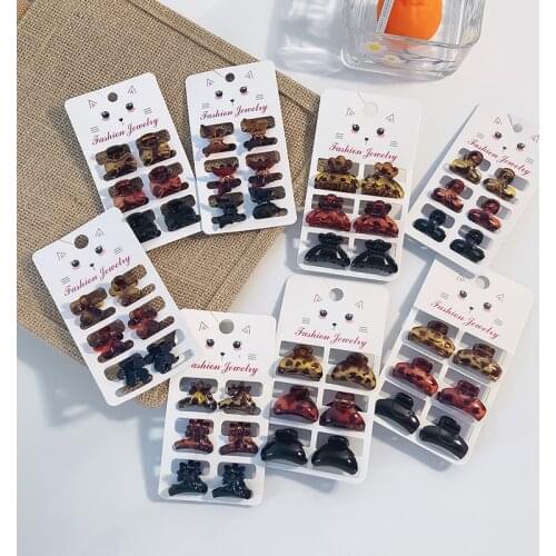 6Pcs/Set New Women Vintage Leopard Print Plastic Small Hair Claw Girls Hair Clips Crab Hairpin Barrette Fashion Hair Accessories