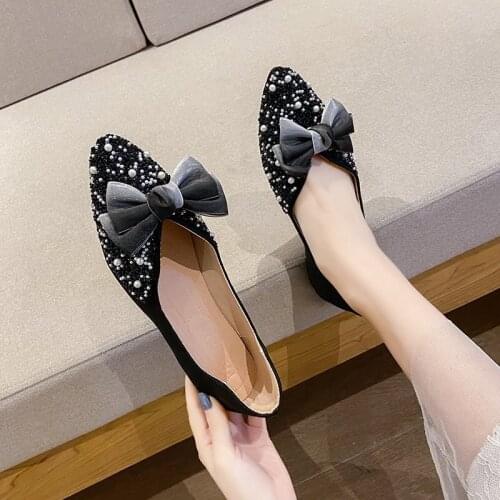 Ladies Flat Shoes Ladies Bow Flat Shoes Pumps All-match Flat Shoes Soft Sole Light Shoes Womens Shoes Loafers Women