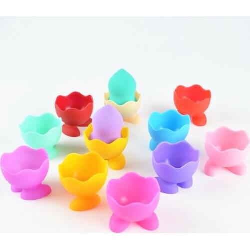 1pc Empty Silicone Egg Holder Cute Cartoon Shaped Non-toxic Anti-fragile Portable Cosmetic Puff Sponge Storage Cup Soft