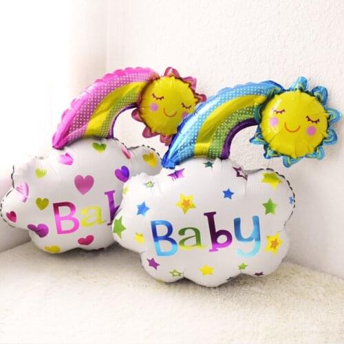 1pc Rainbow Cloud Mylar Foil Balloons 22inch Sun Flower Baby Birthday Party Decor Baby Shower Childrens day Party Supply JL0084