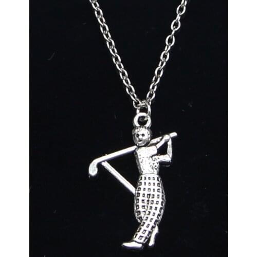 20pcs New Fashion Necklace 31x20mm golf golfer sporter Pendants Short Long Women Men Colar Gift Jewelry Choker