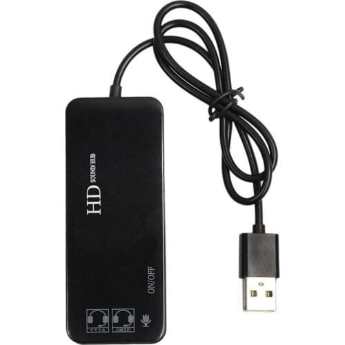 3 Port Usb 2.0 Hub External 7.1Ch Sound Card Headset Microphone Adapter For Pc