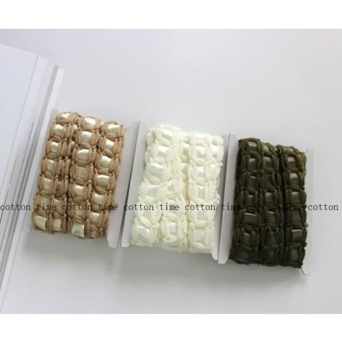 5yards Yarn Braid Trim 2cm Soft Tweed Ribbon Webbing Cream Quality Sewing Accessory for bag garment free shipping