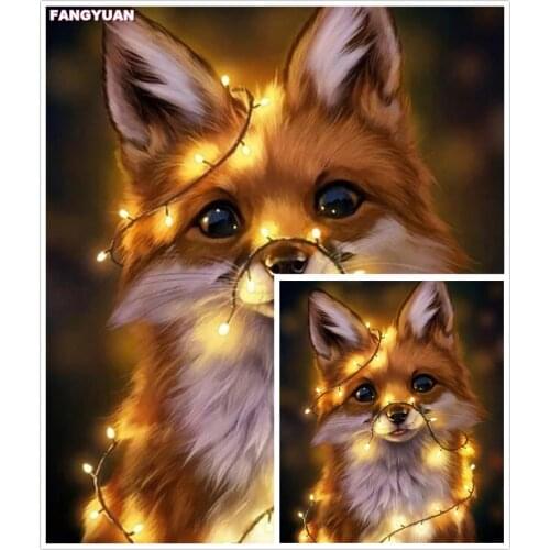 Full Drill 5D Diy Diamond Painting Fox Cartoon Starlight Diamond Embroidery Animals Diy Design Needlework Living Room Decor Gift