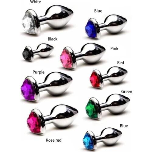 3 Size Anal Plug Heart Stainless Steel Crystal Anal Plug Removable Butt Plug Stimulator Anal
