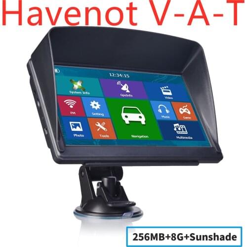 Free shipping 5pcs havenot V-AT 7 Inch Gps Navigation Car Truck Gps Navigator 256MB+8GB Resistive Screen Newest Europe Map