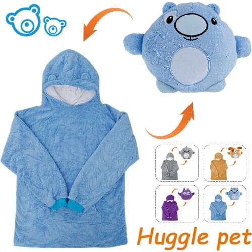 Kids Pets Hoodie Blanket with sleeves Hoodie Childrens Sweatshirt Pet Shaped Wearable Hoodie Fleece Winter Pet Hoodie Kids Gift