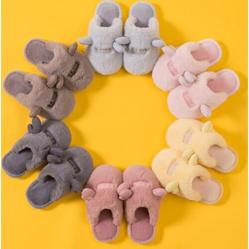 Childrens Cotton Slippers Cute Plush Home Boys Girls Indoor Cartoon Insulated Cotton-Padded Shoes Warm Slippers Men Slippers