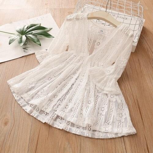 2020 Summer 3 4 6 8 10 12 Years V Neck Trumpet Sleeve Sunscreen Kids Baby Girls UV Sun Protection White Long Cardigan Jacket