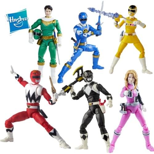 Hasbro Mighty Morphin Power Rangers Collection Pink Green Yellow Red Black Ranger Action Figure Model Toy Gift Age 4+ About 16Cm
