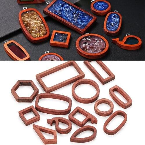 13style Wood Border Mold Geometric Hollow Frame Bezel Border Epoxy Resin Molds Border Resin Moulds For DIY Jewelry Making