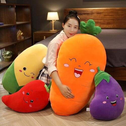 1pc 30/50CM Cartoon Vegetables Plush Toys Cute Soft Simulation Carrot Eggplant Chili Corn Plant Pillow Stuffed Dolls for Kids