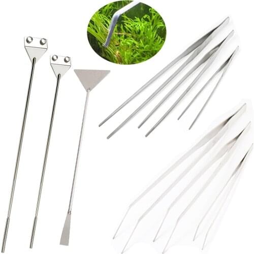 Aquarium Tools Set Plants Tweezers and Scissors Grass Stainless Steel Cleaning Tools Plants Fish Tank Accessories