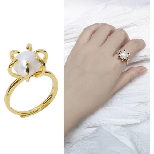 New Arrival Real Freshwater Pearl Ring Adjustable Finger Ring Free Size Ring Jewelry Women Female Girl Party Gift 10pcs/lot