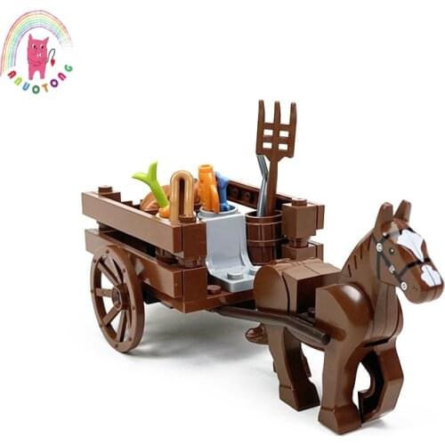City Street View Retro Carriage Food MOC Building Blocks Bricks Toys Agricultural Vehicle Accessories Compatible Kids Gift