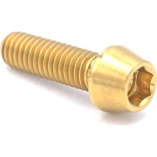 LOT4 M6 x 20mm Golden TC4 GR5 Titanium Alloy Allen Hex Screw Taper Cone Head Bolts For Bicycle