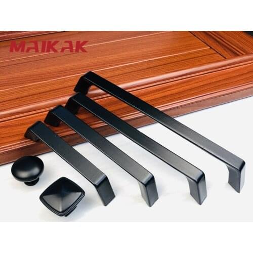 MAIKAK FAST SHIPPING Black Finish Piano Black Hardware Collection European Style Garden Cabinet Handle Knob Door Pull Kitchen