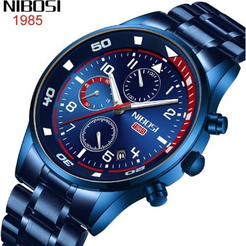 NIBOSI mens Quartz wrist watches 2020 new clock top luxury blue wristwatches men Business Waterproof watch Relogio Masculino