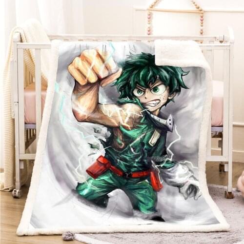 My Hero Academia Funny Character Blanket 3D Print Sherpa Blanket on Bed Home Textiles Dreamlike Style 15