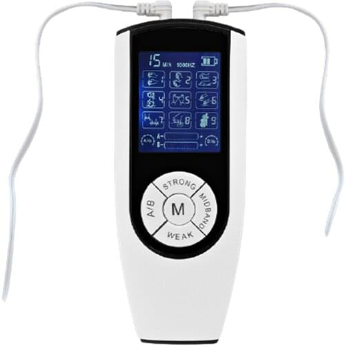 Rechargeable Two Channels 9 Modes Physical Therapy Massage TENS Unit Electronic Muscle Stimulator Home Massager Body Pain Relief