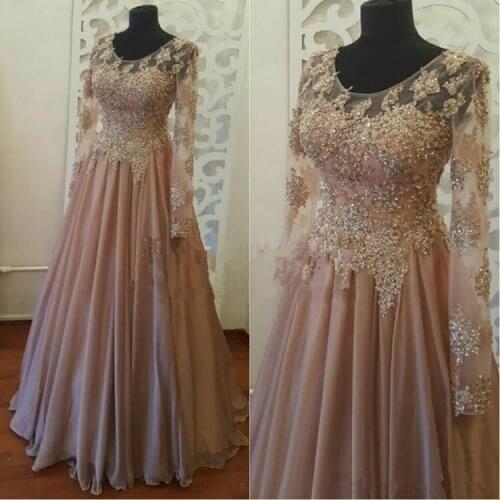 Beaded Plus Size Mother of the Bride Dresses 2019 vestido de madrinha A Line Vintage Lace Long Sleeves Formal Evening Party Gown