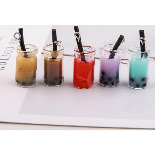 10pcs/lot Unique Bottle Design Charms Resin Pearl Milk Tea Bottle Pendants Earring Charms For Fashion Jewelry Accessories