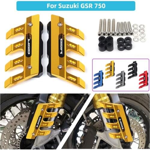 With Logo For Suzuki GSR 750 Motorcycle CNC Aluminum Mudguard Side Protection Block Front Brake Disc Caliper Protector Cover