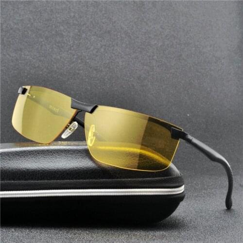 MINCL Retro classic mens fashion yellow lens night vision sunglasses brand designer metal polarized sunglasses for male uv400NX