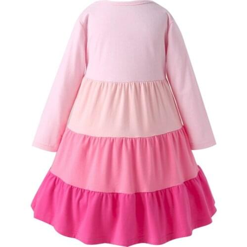 Long Sleeve Girls Dress Autumn Winter A-Line Striped Rainbow Dance Party Children Clothes Cute Loosen Suitable For 3-8 Years Hot
