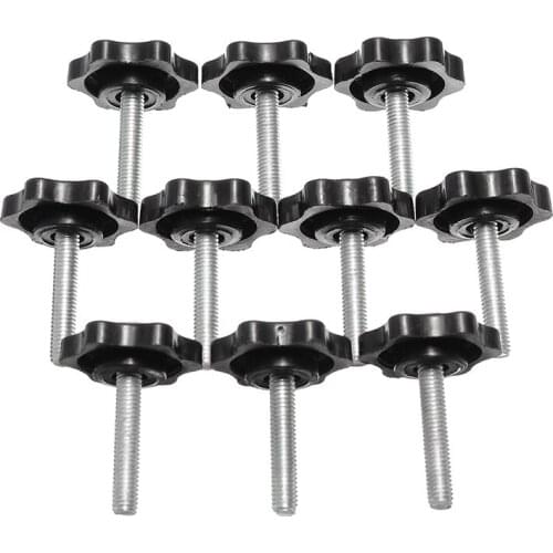 Suleve M6TS1 10Pcs M6 30mm Star Shape Head Thread Knurled Thumb Screw Clamping Grip Knob Screw New