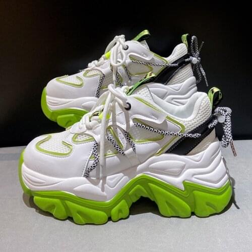 Womens Vulcanized Shoes 2021 Fashion Chunky Sneakers Women Breathable Casual Wedges Heels Shoes Woman Trendy Brand Sneakers