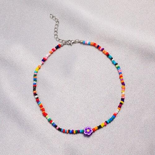 Bohemian Handmade Colorful Beaded Necklace For Women Summer Sweet Flowers Short Beads Collar Clavicle Choker 2021 Beach jewelry