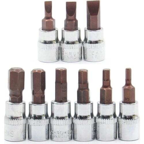 1Pc 1/4 Inch Drive Hex Bit Sockets Set Allen Key Ratchet Drive Adapter Socket Wrench Car Hand Tools H3 H4 H5 H6 H7 H8