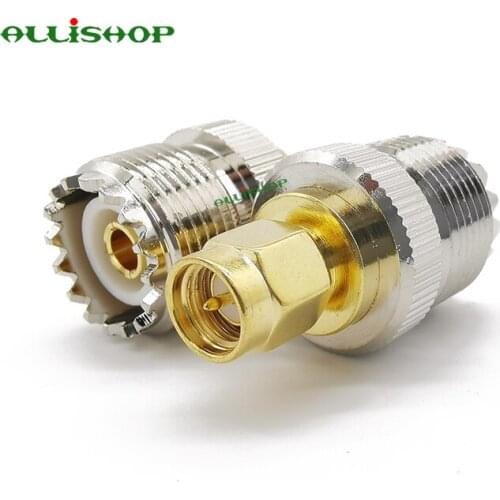 1Pcs RF SMA-UHF Adapter SMA Male Switch UHF Female SO239 RF Coax Connector UHF L259 Female Jack to SMA Male Plug RF Adapter