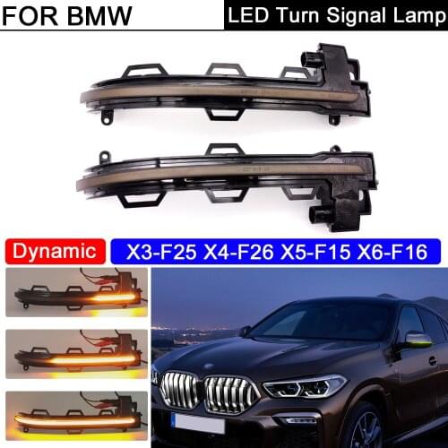 2Pcs Error Free Smoked Lens LED Side Mirror Blinker Light Dynamic Turn Signal Lamp For BMW X3-F25 X4-F26 X5-F15 X6-F16