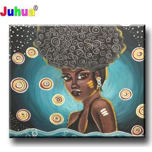 5D Diy Diamond Mosaic African Black Woman Portrait Art Diamond Painting Full Square Round Diamond Embroidery portrait Girl