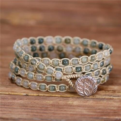 Beaded Braided Bracelets Natural Stones 5X Strands Wrap Bracelets Vintage Woven Stackable Bracelet Yoga Handmade Lover Bracelet