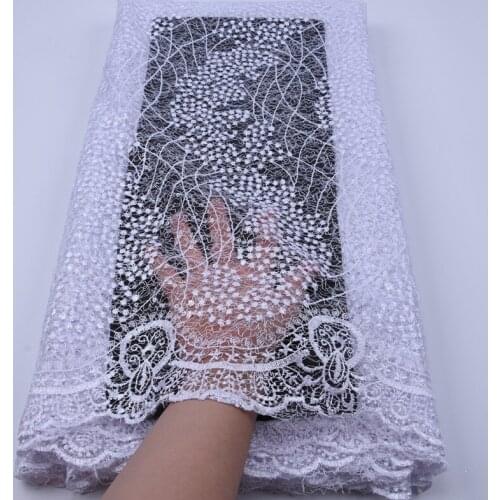 Pure White French Mesh Lace Fabric High Quality African Dry Bridal Laces Fabrics With Sequins For Nigerian Wedding Dress F1749