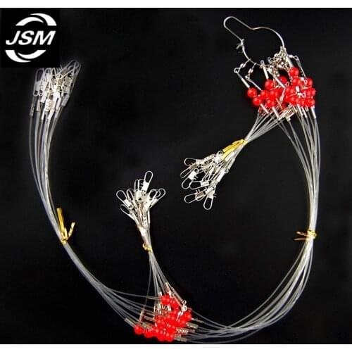 JSM 12pcs 35cm 55cm Nylon Monofilament Fishing Wire Leaders 2 Arms Trace Spinning Leader Rigs Wire Line With Snap Swivel