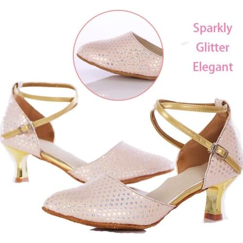 Sparkly Latin Dance Shoes 5/7CM Brand New Modern Dance Shoes Closed Toe Salsa Ballroom Tango Latin Shoes For Women Ladies Girls