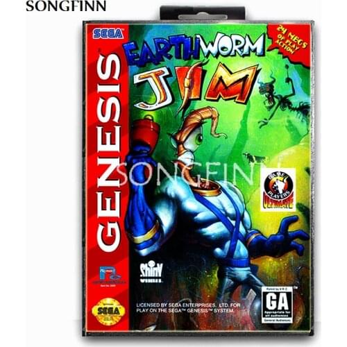 16 bit MD Memory Card With Box for Sega Mega Drive for Genesis Megadrive - Earthworm Jim