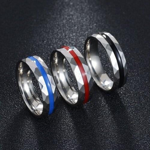 Ring For Men Irreguler Surface Black Blue Red Mid Stainless Steel Ring Casul Man Temperament Light Luxury Jewelry
