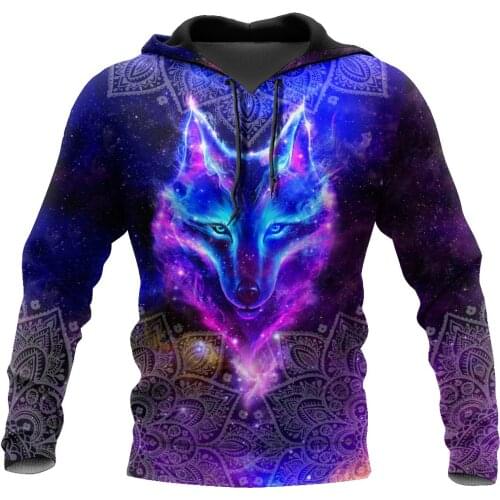 Colorful wolf 3D Full Printed Unisex Deluxe Hoodie Men Sweatshirt Streetwear Zip Pullover Casual Jacket Tracksuit KJ-0245