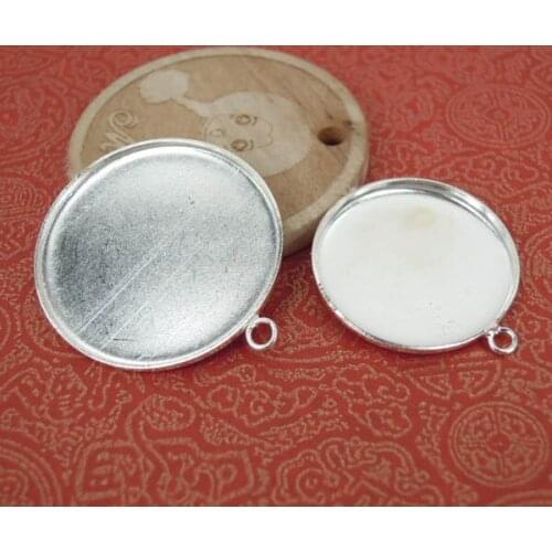 100pcs Silver Plated Round Bezel Cups with Loop Cabochon Base Blanks Settings Findings Bracelet Pendant Bags DIY Jewelry Making