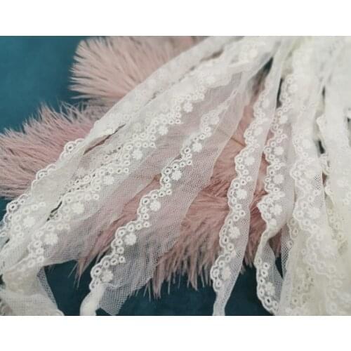 Free Shipping 5 Meters Ivory Cotton Fancy Decorative Embroidery Lace Trim Flower Lace Fabric
