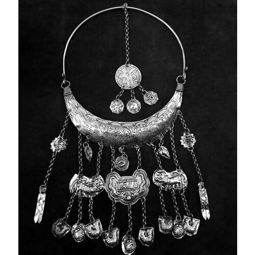 Hot Sell New Handmade Miao Silver Collars Of Hmong Choreography Horse Leading Necklace