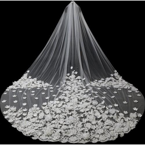 Hot Sale High Quality One-Layer Lace Flowers Wedding Veils With Free Comb White Bridal Accessories 2020