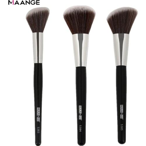 MAANGE 1Pc Angled Round Blush Makeup Brush Face Cheek Contour Blusher Nose Foundation Loose Power Cosmetic Make Up Brushes Tool