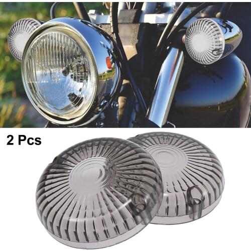 Motoforti 2pcs 77mm OD Smoked Color Front Rear LED Turn Signals Covers Light Lens Cover for Yamaha V-Star 650 1998-2011