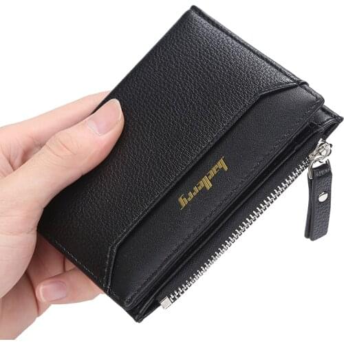New Mens Wallet Leather Solid Slim Wallets Men Pu Leather Short Credit Card Holders Coin Purses Business Purse Male